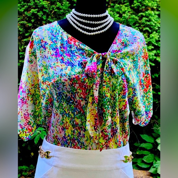 Spense short sleeves tie bow blouse - Picture 1 of 5